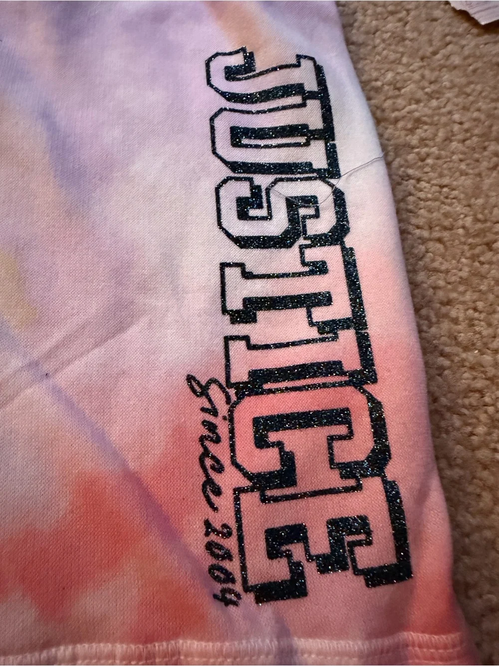 Justice Girls XL Plus 16P/18P Pastel Tie Dye Sweat Shorts Logo NWT